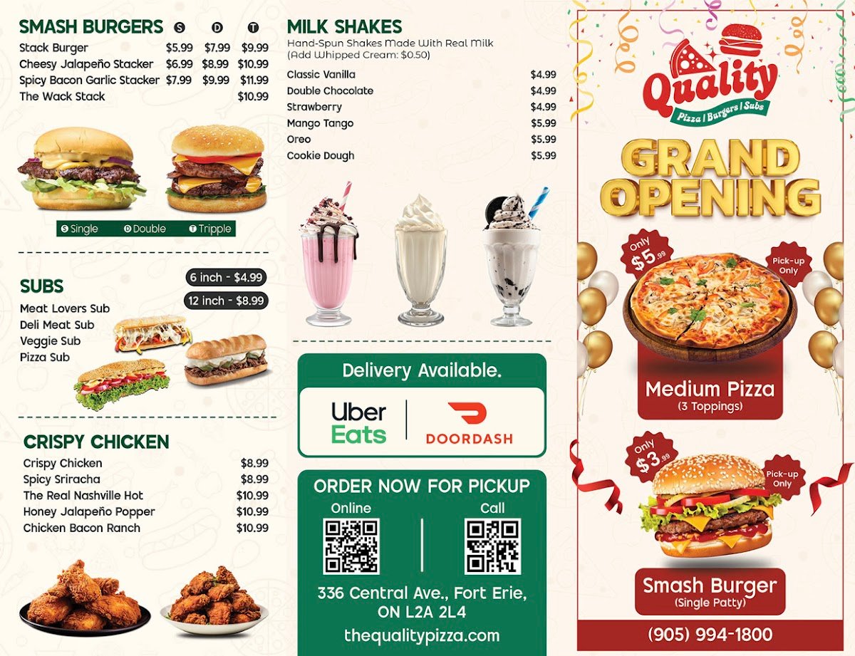 Quality Pizza Burgers Subs